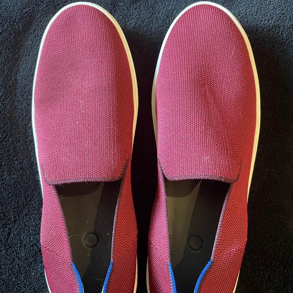 Rothy’s Garnet Women's Size 12 Burgundy Slip On Sneakers Loafers NO INSOLE